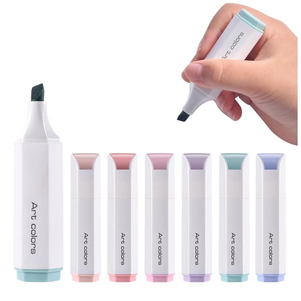 Mini overstregningspenne pastel 6-pak 7 cm skåret spids 0,5–4 mm