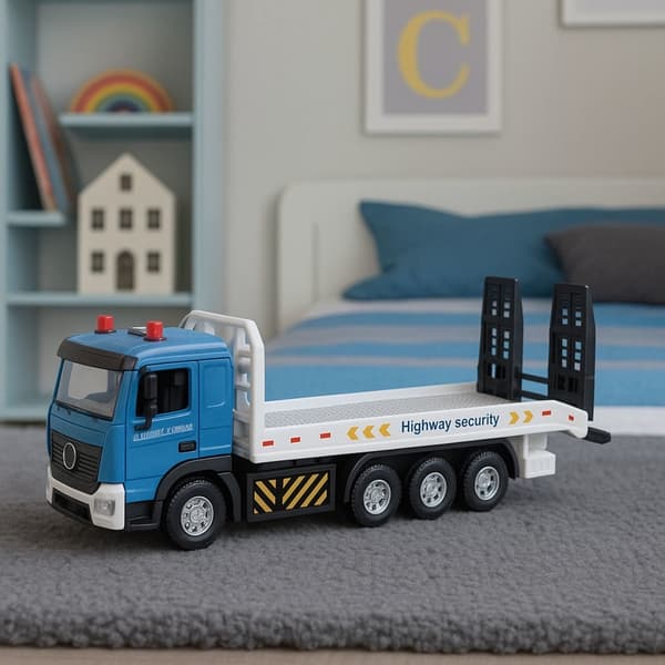 Leksaksbärgningsbil/transportlastbil med rörlig plattform, ljus & ljud