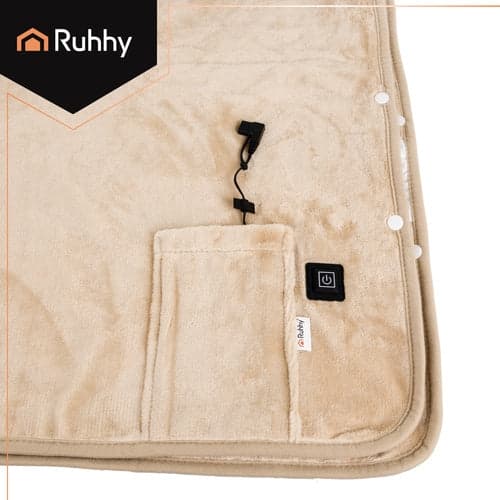 Elektrisk varmetæppe 160x90 cm USB-A 3 varmetilstande beige