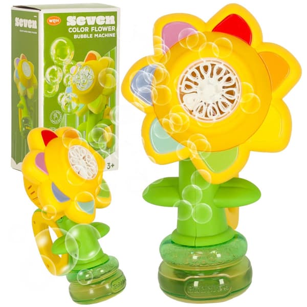 Såpbubbelmaskin blomform grön med ljus, uppladdningsbar USB, 3+