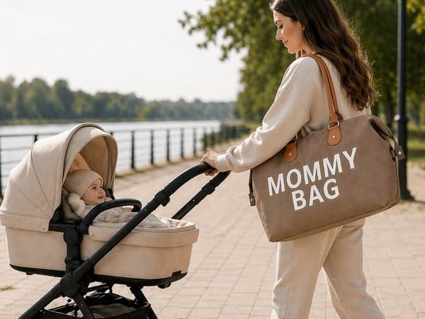 Mammaväska 3-i-1 set med isolerade fack brun polyester