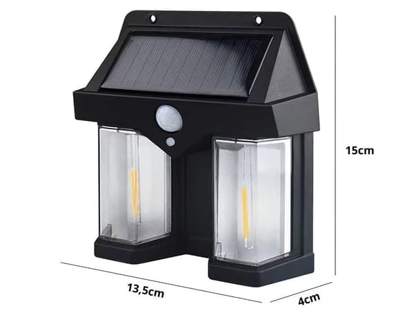 Solarlampe LED med bevægelses- og skumringssensor 3 indstillinger