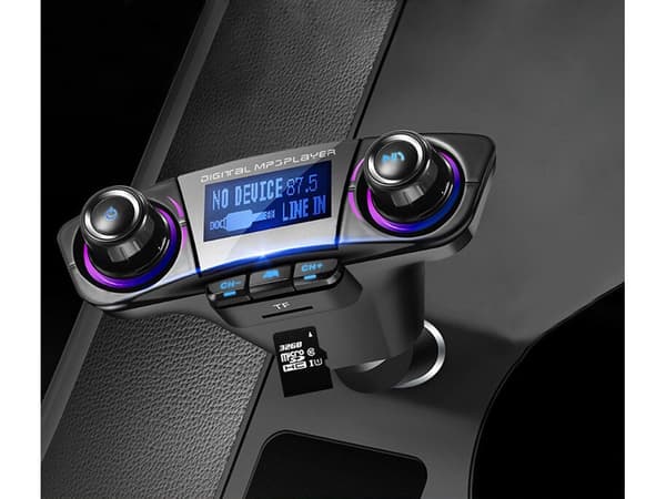 FM-sändare Bluetooth 5.0 biladapter 12/24V 2x USB AUX SD