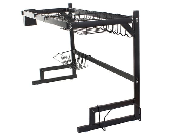 Diskställ över diskho med bestickhållare 6 krokar svart 85 cm