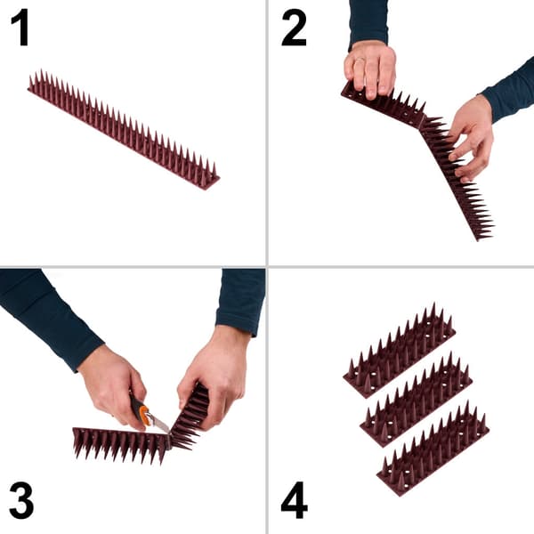 Fuglepigge i plast 8 moduler 342 cm brun til altan og vindueskarm