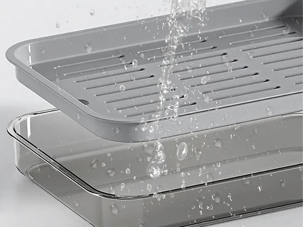 Opvaskebakke med afløbsindsats plast 37x24,5 cm grå/hvid mix