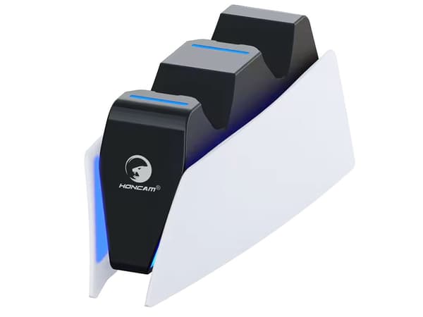 PS5 opladerstation for 2 DualSense-controllere med LED sort/hvid USB