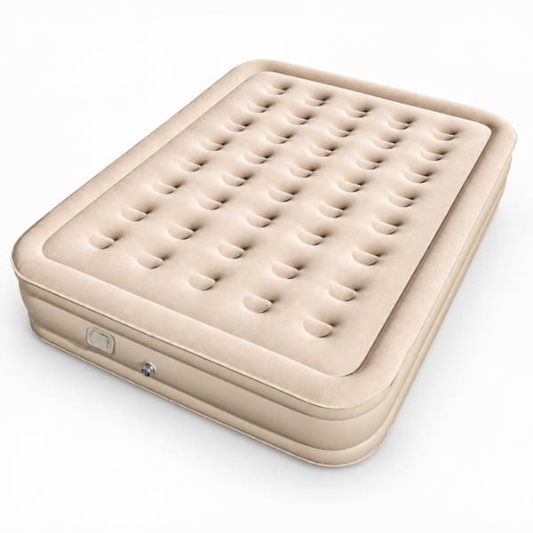 Uppblåsbar luftmadrass dubbel 198x152 cm med elpump USB-C + kudde