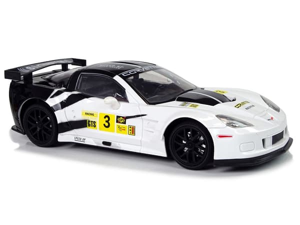 Fjernstyret bil Corvette C6.R 1:18 2,4 GHz med lys hvid
