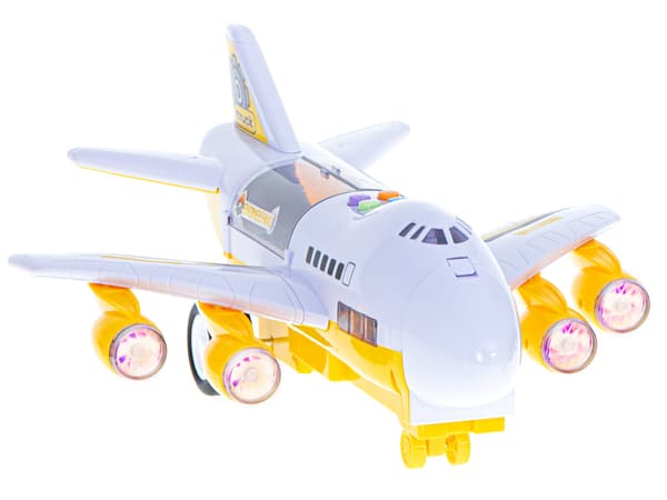 Flytransportør legetøj med 5 byggemaskiner, LED & rampe 3+ år