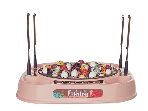 Fiskespel arkadspel med 4 fiskespön och 45 fiskar, batteridrivet