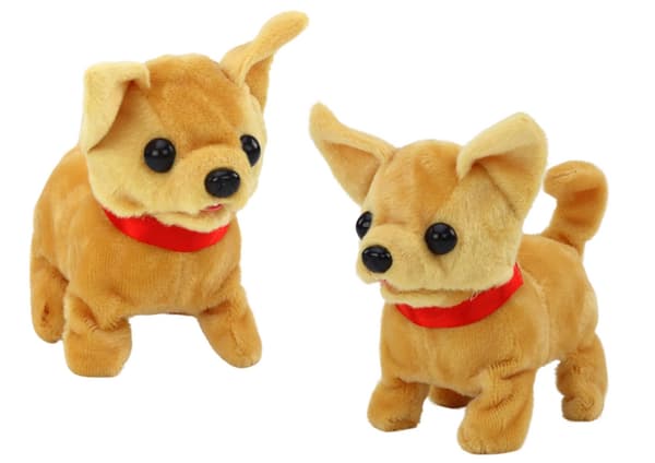 Interaktiv leksakshund 16 cm beige, skäller och rör sig, 3+ (AA)