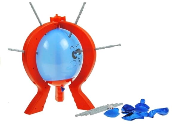 Ilmapallopeli Balloon Burst jalustalla, noppa, 10 ilmapalloa, 2+ pelaajaa