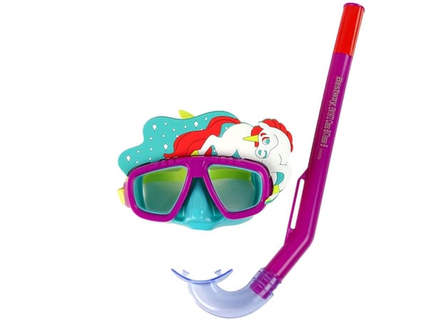 Dykmask och snorkelset barn unicorn-design med UV-skydd