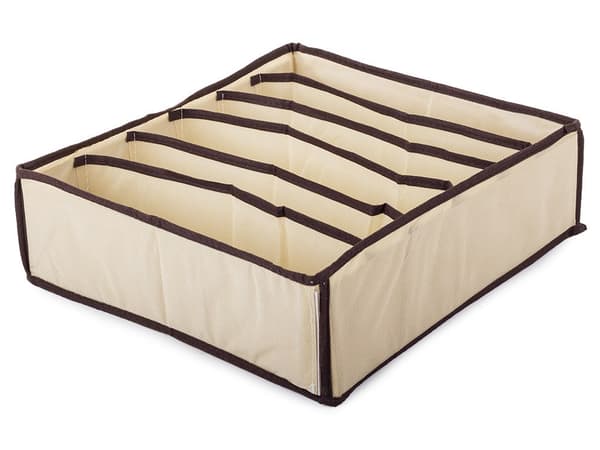 Undertøjsorganisator til skuffe 6 rum 34x30x10 cm beige