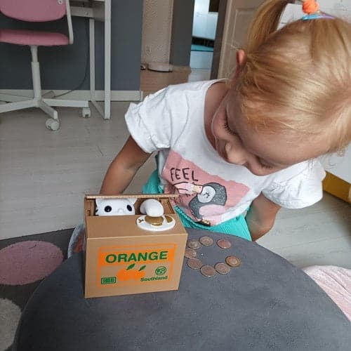 Interaktiv spargris katt med myntfångare och ljud, 2x AA (ingår ej)