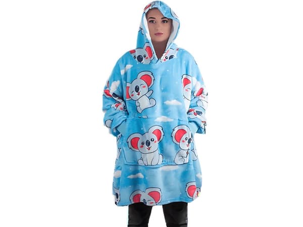 Vilttihuppari huppulla oversize XXL one size sininen polyesteri