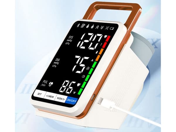 Blodtryksmåler til overarm genopladelig LCD stemmeguide 22–32 cm