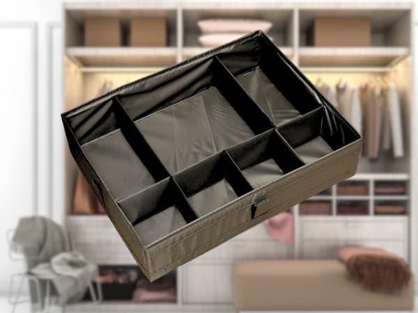 Opbevaringsboks skuffeorganisator 7 rum 44x34x11 cm grå polyester