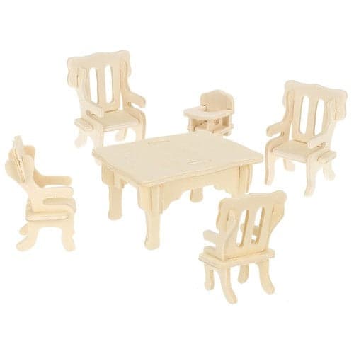 Dukkehusmøbler træ 34 dele selvmontering med sandpapir, max 12 cm