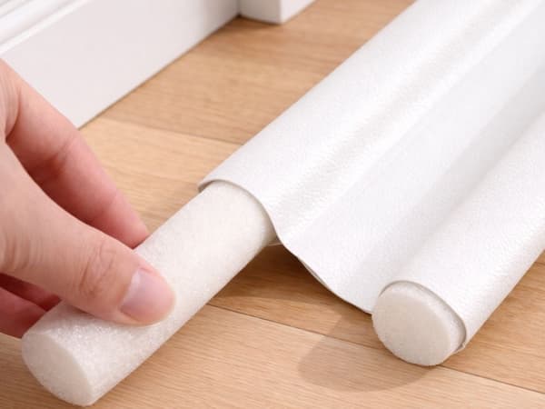 Dörrtätningslist dragstopp skumplast/konstläder vit 96 cm set 6