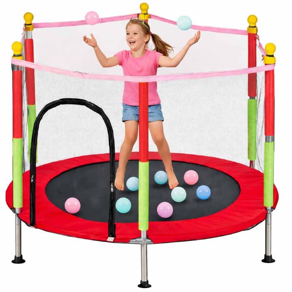 Trampolin 140 cm med skyddsnät, låg höjd 30 cm, max 150 kg