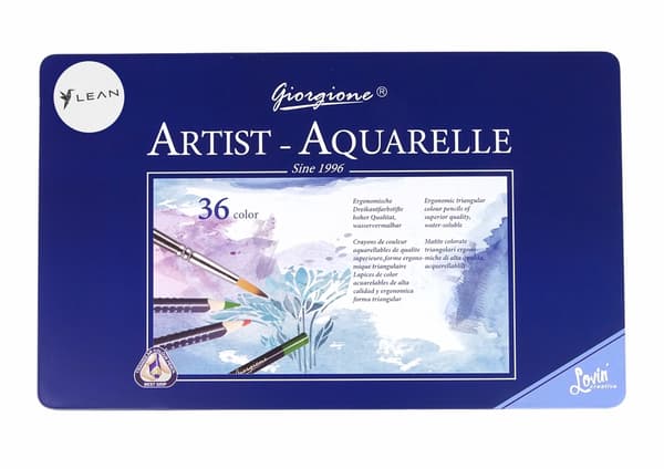 Akvarellpennor 36-pack med pensel i metallask, CE/EN71 3+