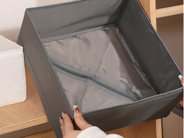Tekstilorganisator til skuffe 28 x 28 x 10 cm polyester grå