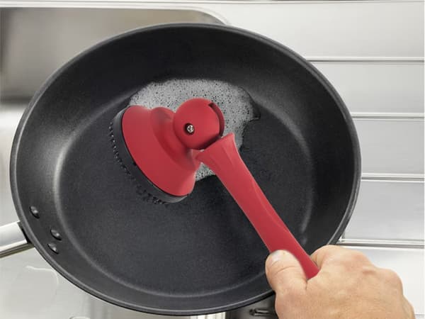 Opvaskebørste til gryder med gummibørste 32,5 cm blå/rød