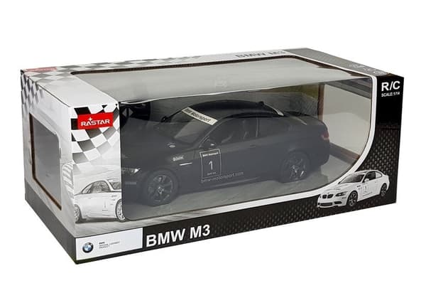 Fjernstyret bil BMW M3 1:14 sort 2.4 GHz LED-lys 9 km/h