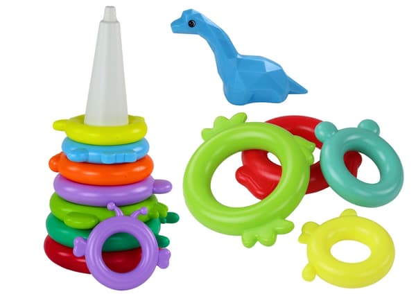 Stabelgiraffe med 13 ringe, plast 43 cm