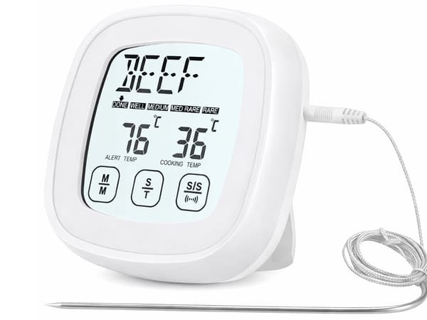 Digital stegetermometer med touchscreen og sonde 120 cm hvid