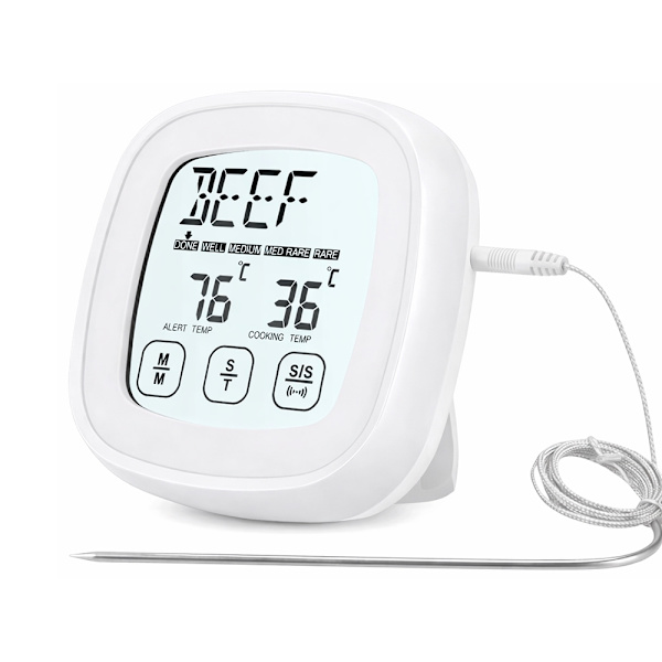 Digital stektermometer med touchscreen och probe 120 cm vit