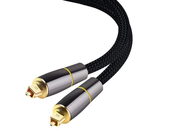 Optisk Toslink ljudkabel 2 m flätad nylon guldpläterade kontakter