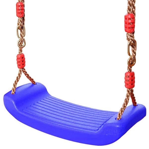 Barn gunga i plast blå 44x17x7,5 cm, linor 110–190 cm