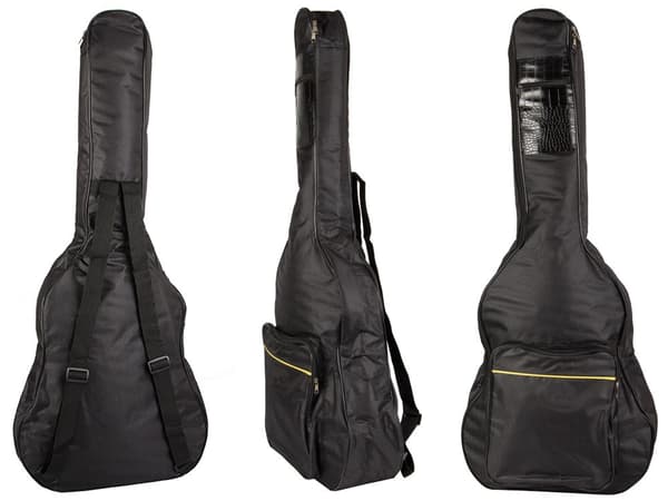 Guitar-etui til akustisk guitar i polyester sort 105 cm med lommer