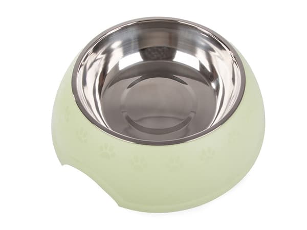 Hund- og kattemadsskål 1,2 L rustfrit stål/plast blandede farver