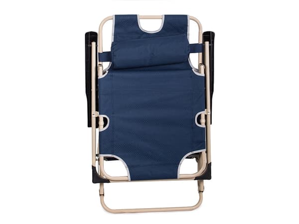 Foldbar solstol/campingstol 2-i-1 blå max 140 kg med nakkepude