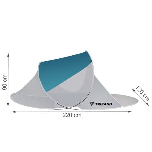 Pop-up rantateltta 220x120x90 cm turkoosi/harmaa polyesteri lasikuitu