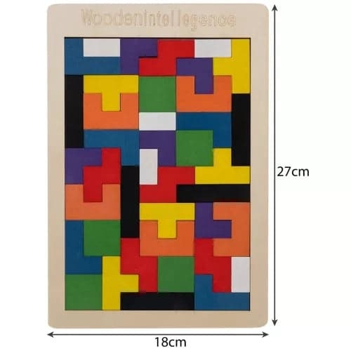 Puupalapeli logiikkapeli 40 osaa alustalla 27x18 cm monivärinen