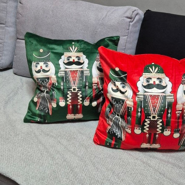 Pudebetræk plys julemotiv nutcracker 40x40 cm polyester