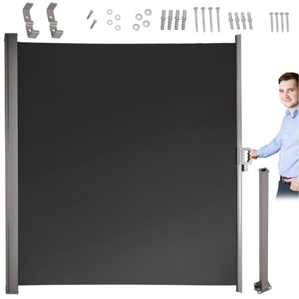 Sidomarkis mörkgrå 400x180 cm rullbar vind- och insynsskydd