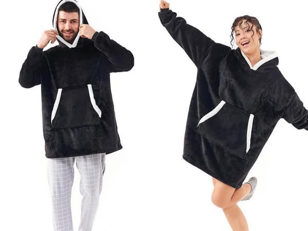 Fleecehuppari teddyvuori musta one size oversize XXL