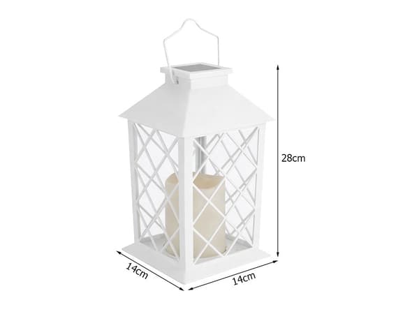 LED-lanterna med solcell 28x14x14 cm vit varmfladdrande ljus