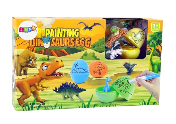 Dinosaurieägg målarset 12 ägg + 6 figurer, 3+ år