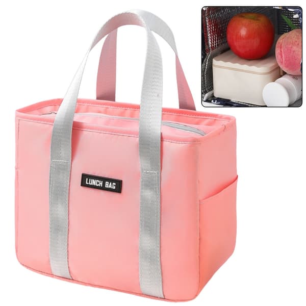 Termisk lunchtaske lysrosa 24x21x13 cm polyester isolerad