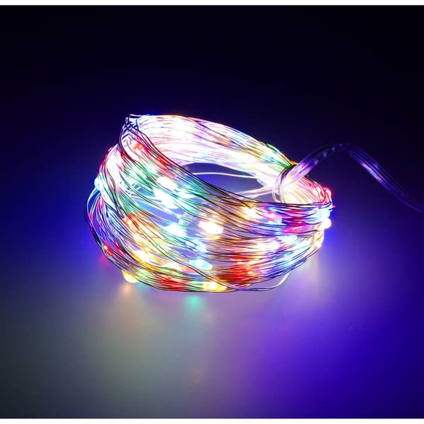 LED-lyskæde 10 m 100 lamper multicolor batteridrevet indendørs