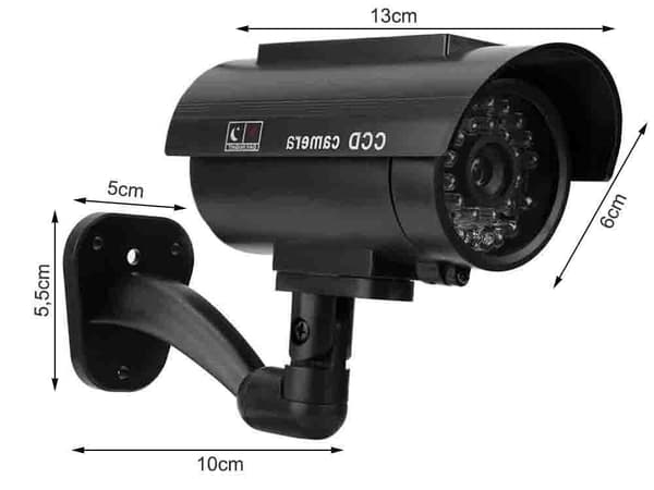 Attrappkamera CCTV med blinkende LED solpanel sort 13x6 cm
