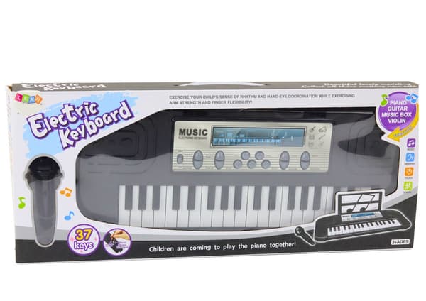 Barnkeyboard 37 tangenter med mikrofon och stativ, 4 ljud, 3+ år