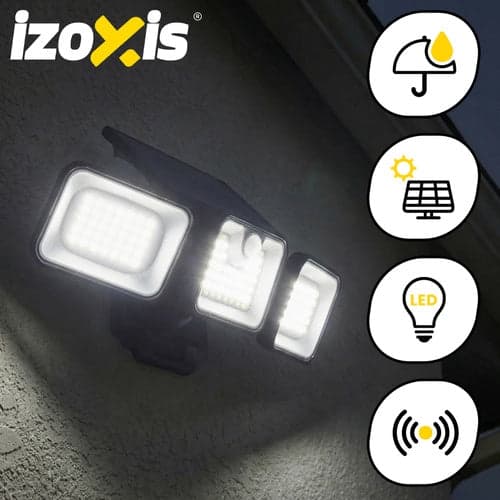 Solcellelampe 180 LED med bevægelses- og skumringssensor IP65 sort